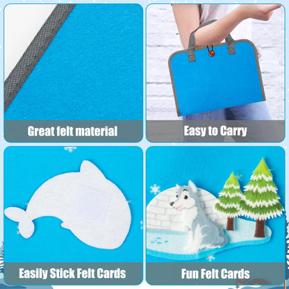 WATINC Travel Felt Board Story Set - 28PCS Portable Felt Board Educational Birthday Gift for Boys & Girls, Themed Storytelling Preschool Early Learning Interactive Play Kit for Toddler (Polar Animals)