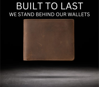 Stealth Mode Brown Leather Bifold Wallet for Men With ID Window and RFID Blocking, One Size