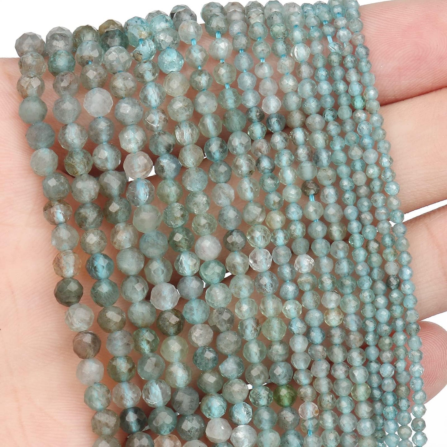 Song Xi 180pcs 2mm Natural Kyanite Gemstone Beads Faceted Round Loose Stone Beads for Jewelry Making (1 Strand)