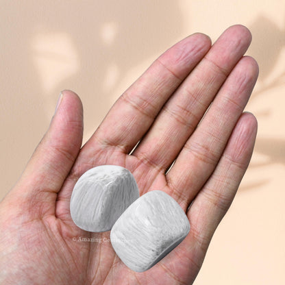 Amazing Gemstone Scolecite Crystals and Healing Stones Tumbled - 1 oz Scolecite Stone Gem Stones, Natural Healing Stones for Energy Balance, Stress Relief - Premium Polished Gems Rocks for Meditation