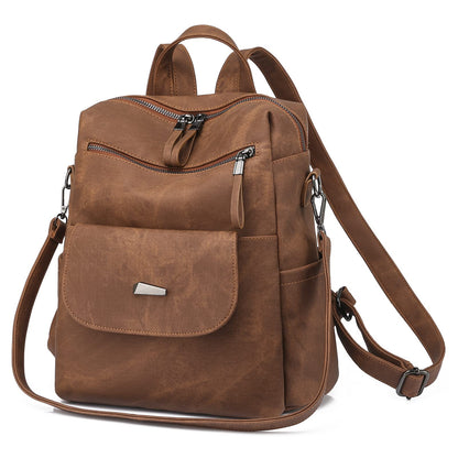 ROOSALANCE Backpack Purse for Women, Women Backpack Purse Small Leather Waterproof Anti-theft Shoulder Bags Handbags, Fashion Ladies Backpack for Daily Travel Work (Caramel)