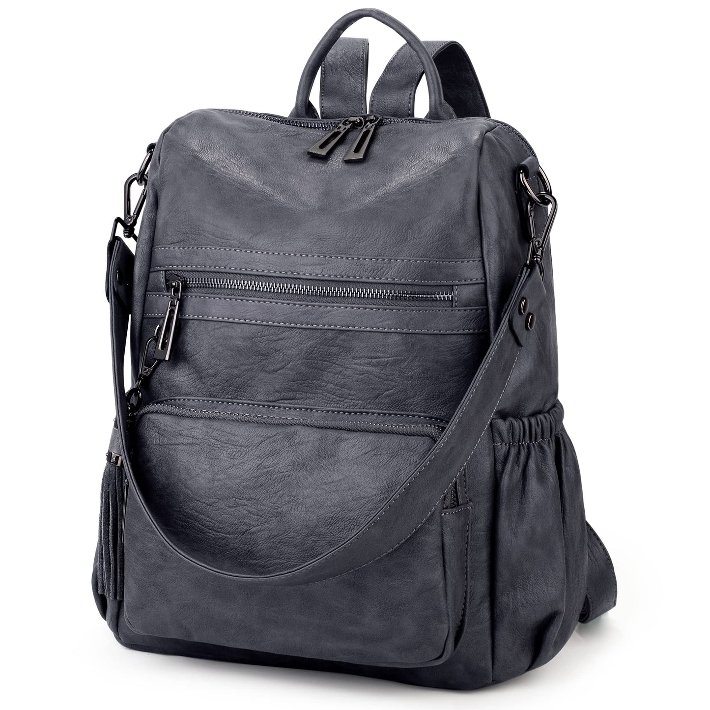 UTO Women Backpack Purse Leather Vegan Ladies Fashion Designer Rucksack Convertible Travel Shoulder Bag with Tassel
