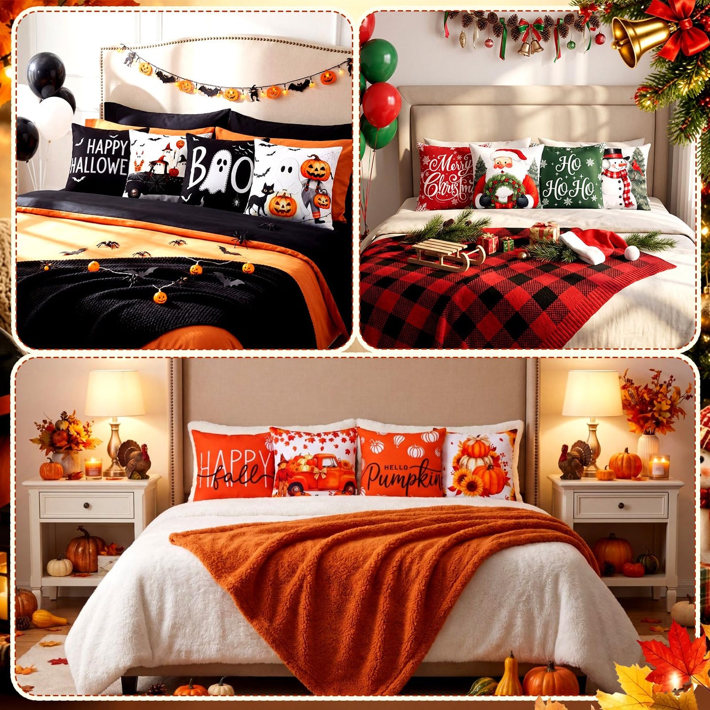 Lumina Garden 12 Pcs Fall Pillow Covers 18 x 18 Inch Holiday Throw Pillow Covers Pumpkin Cushion Case Pillowcase for Indoor Outdoor Farmhouse