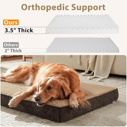 JOEJOY Orthopedic Dog Bed for Small Dogs, Washable Dog Crate Bed Small Sized with Removable Cover, Egg Memory Foam Pet Beds, Brown, 23"x17"