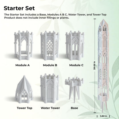 Gothic Tower Moss Pole – Modular Stackable Self-Watering Indoor Climbing Plant Totem, Can Be Used as Moss Pole, Plant Stake or Climbing Support