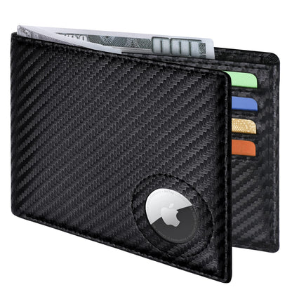 GIPUSSON Slim Leather Wallet for Men Airtag Hidden, Large Bifold Mens Wallet RFID Blocking with ID Windows, Credit Card Holder for Men Wallet