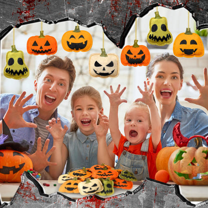 Windkream 24 Pcs Halloween Tree Ornaments Mini Pumpkin 3D Felt Hanging Decor Small Pumpkin Face Ornaments Bulk Tree Decorations for Halloween Party Supplies