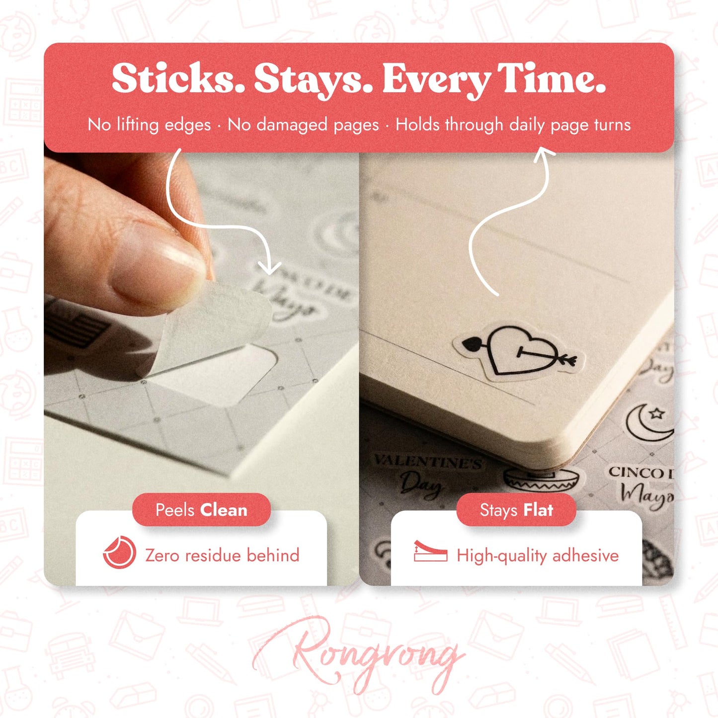 Rongrong Time to Date Planner Stickers Book for Planners, Calendars and Journals – Never Miss a Deadline with Our Essential Date Stickers – Scrapbook Accessories – 24 Pages
