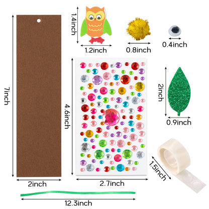 X1zuue 32 Sets Fall DIY Bookmarks Craft Kit AutumnBlank Bookmark with Maple Leaf Wiggle Eyes Foam Stickers Pom-pom Art Reading Rewards Gift Fall Thanksgiving Party Decorations Favors Supplies for Kids