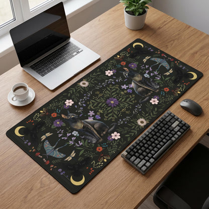 Gothrind Large Gaming Mouse Pad, Gothic Cat Desk Mat, 35.4" x 15.7"