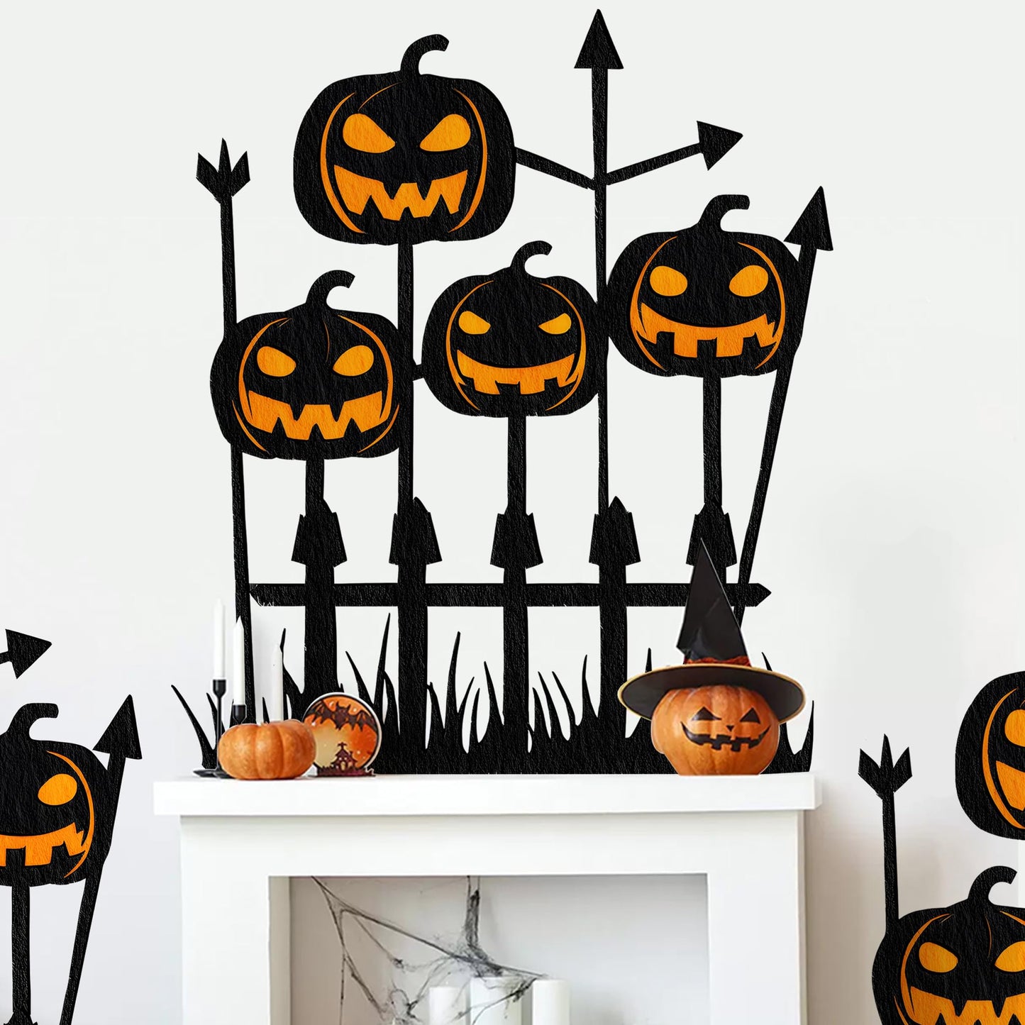 Halloween Wall Decals,Peel and Stick Halloween Theme Decor Stickers,Removable Vinyl Spooky Scary Face Wall Sticker for Holiday Party Decor. (Pumpkin Jack-o-Lantern Wall Decal)