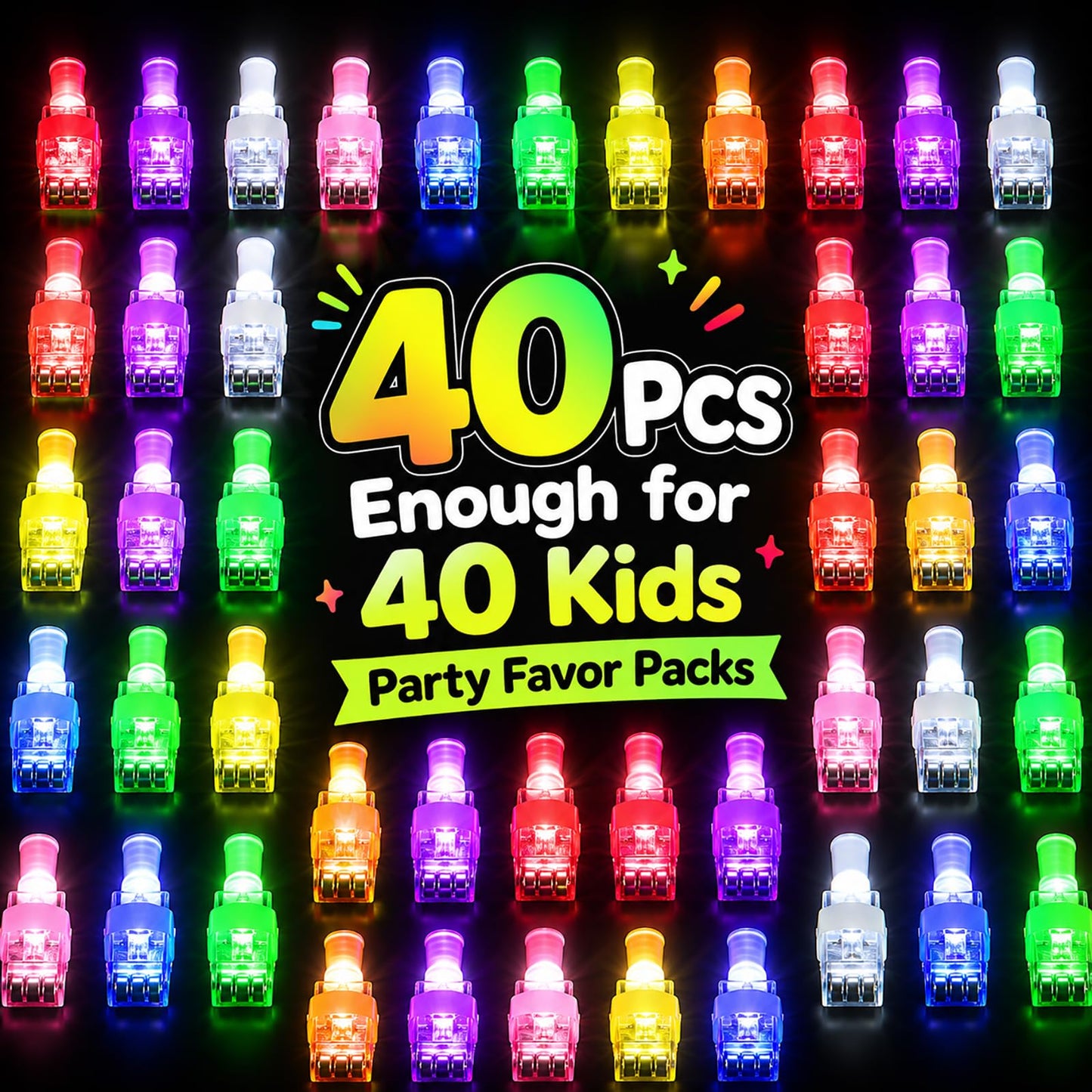 40PCS Dinosaur Party Favors for Kids, LED Light Up Finger Lights Glow in The Dark Toys - Dino Theme Birthday Party Supplies, Goodie Bag Fillers, Classroom Prizes, Pinata Stuffers for Boys Girls