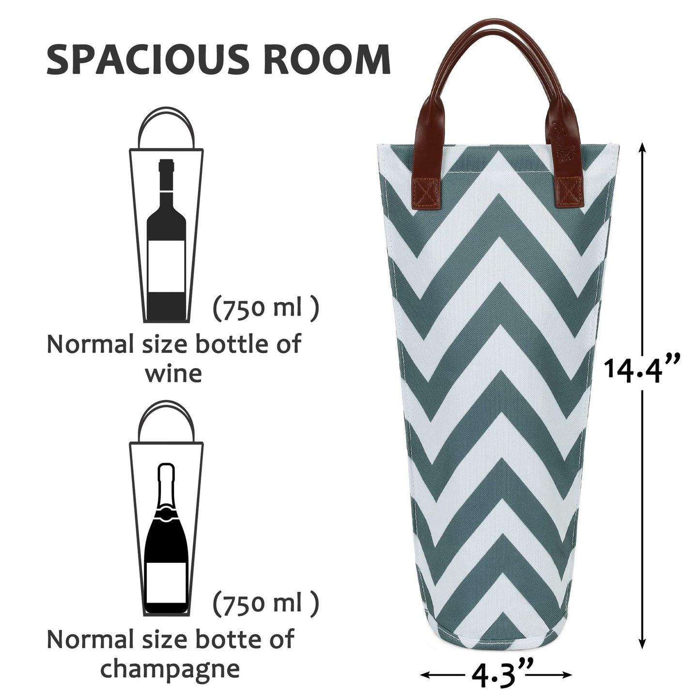 Tirrinia Single Wine Carrier Tote, Insulated Wine Cooler Bag for Travel, Picnic, & Wine Gifts – Thermal Padded Wine Bottle Holder Tote for Men & Women, Wine Gift for Wine Lovers,Black
