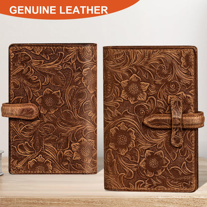 RMAWRAD Genuine Leather Passport Holder Travel Bifold Wallet For Men And Women Slim RFID Blocking Brown