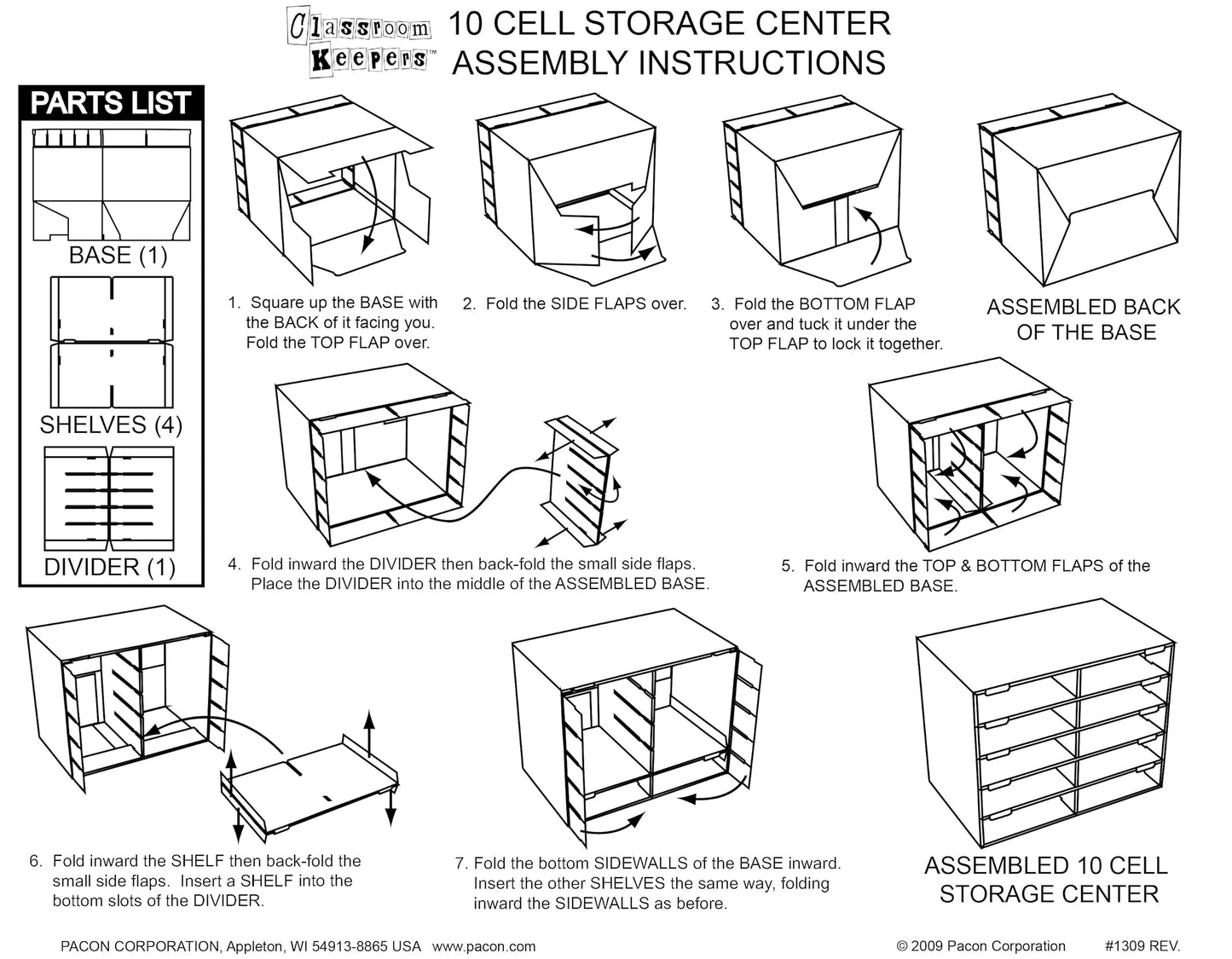 Classroom Keepers Sturdy Cardboard Mailbox, 10-Slot, Blue, 16-5/8"H x 21" W x 12-7/8"D, 1 Unit