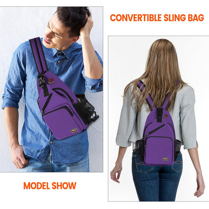 Afreter Crossbody Sling Backpack Men and Women Sling Bag Shoulder Backpack Travel Hiking Chest Bag Daypack (Purple)