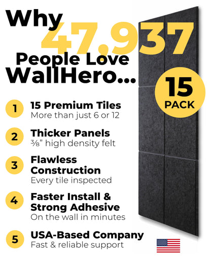 WALLHERO Large Bulletin Board, Tack Board, 59"x36" | 15 Pack | Wall Pin Board, Cork Board Alternative for Walls, Tablero de Corcho para Pared, Cord Board for Wall (Black Slats)