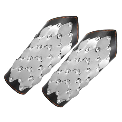 HZMAN 2 PACK Unisex Black Faux Leather Dragon Scale Gauntlet Wristband Wide Bracer Arm Armor Cuff