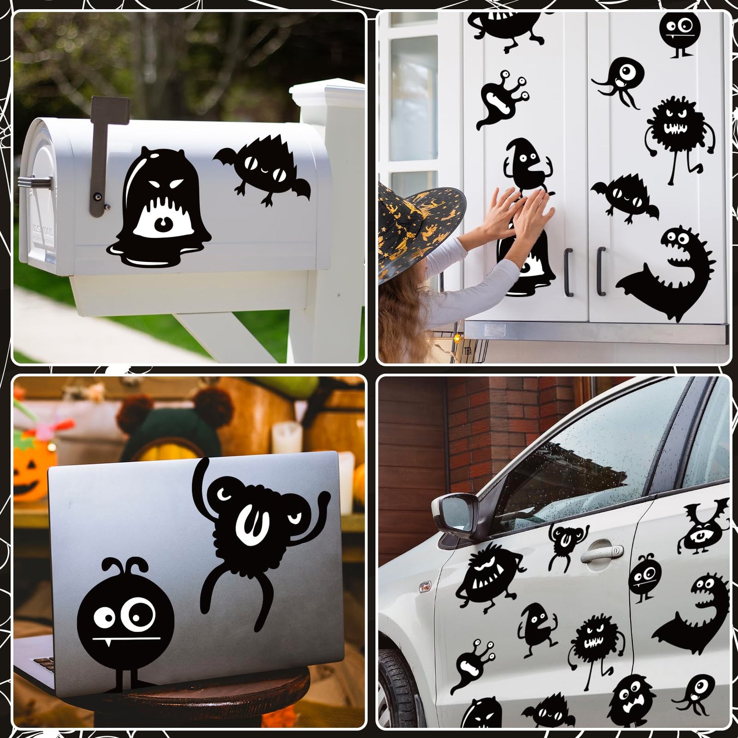 JarThenaAMCS 12 Pcs Halloween Garage Magnets Decoration Spooky Monster Garage Door Decals Magnetic Refrigerator Stickers for Halloween Party Home Car