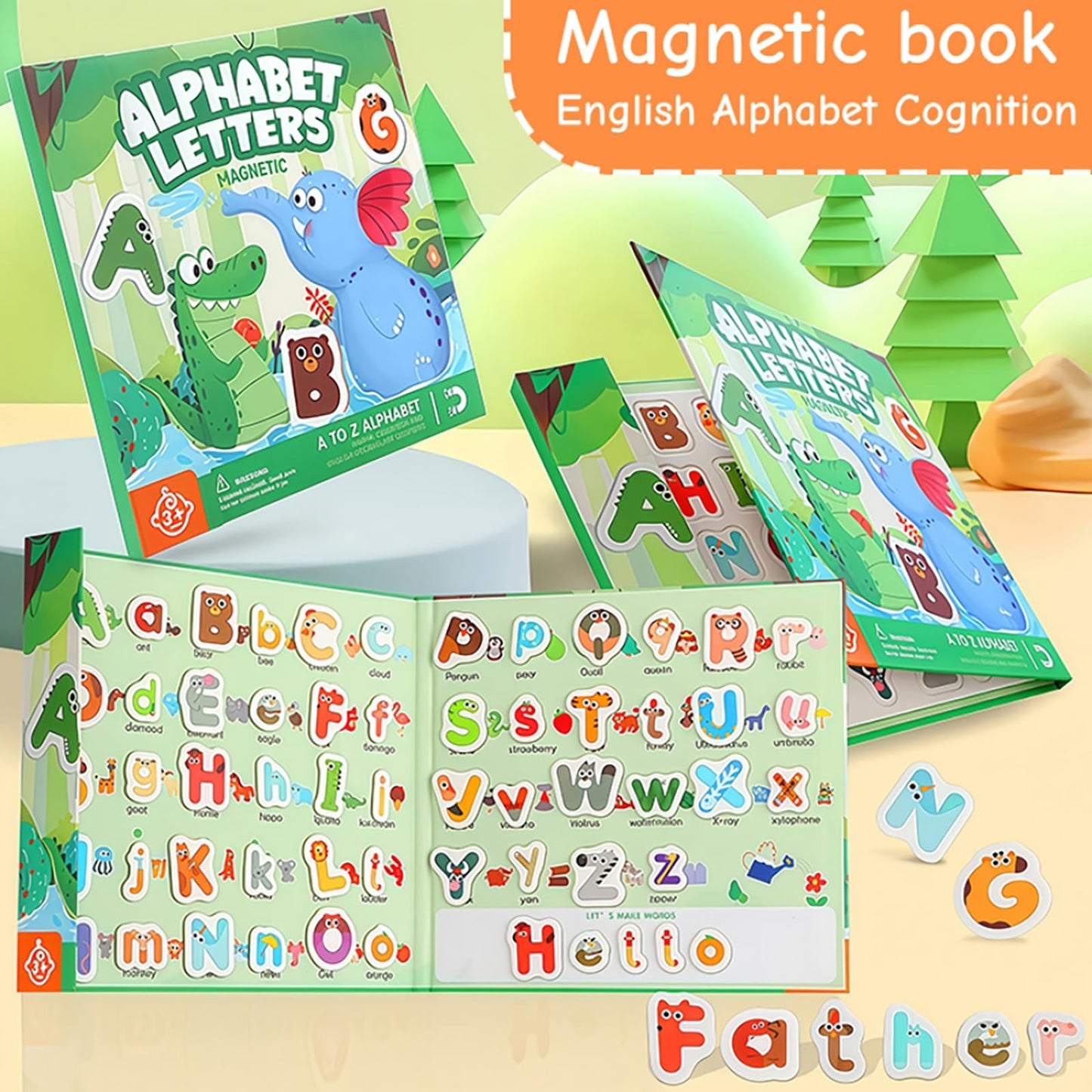 Upgrade Magnetic Letters Book for Kids, 78 PCS Magnetic Alphabet Letters, Uppercase & Lowercase ABC Magnets for Toddlers 1-3 Learning, Preschool Classroom Must Haves
