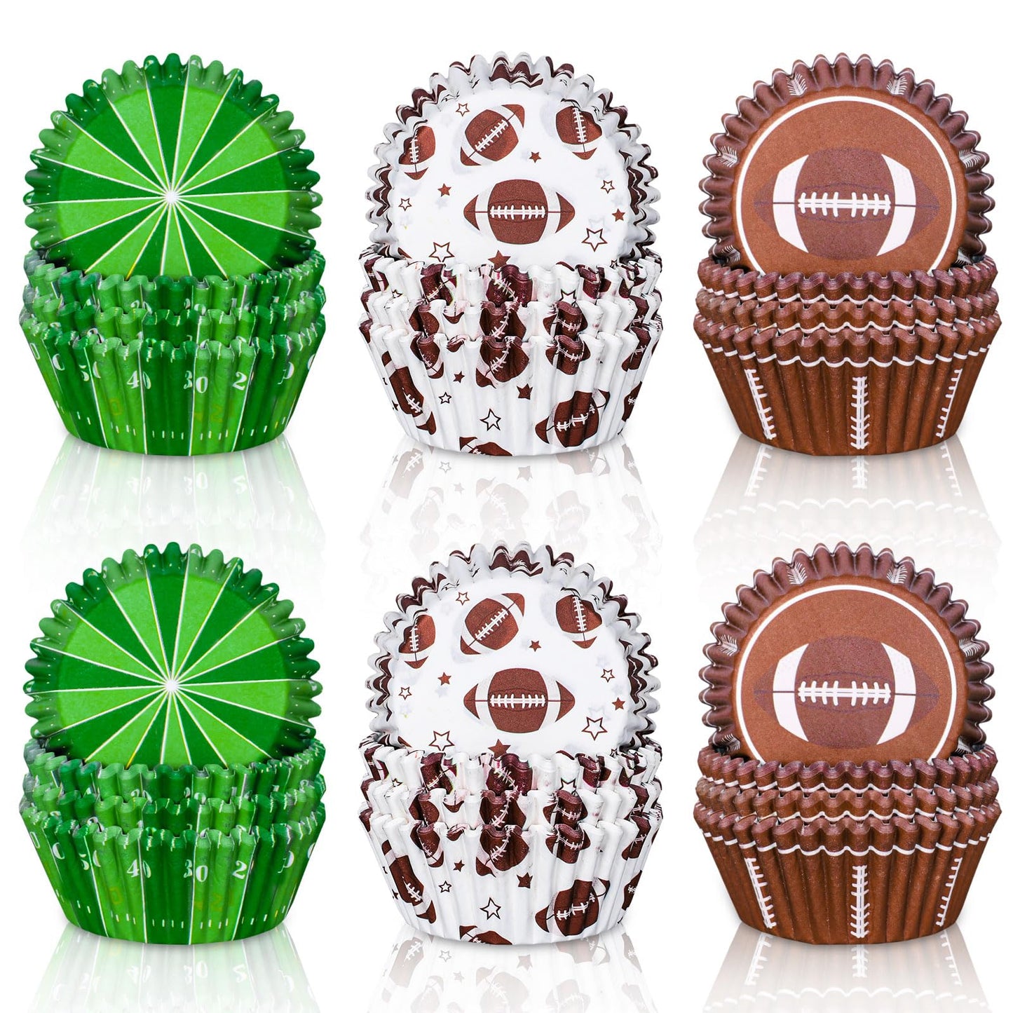 Whaline 600Pcs Football Cupcake Liners Rugby Disposable Baking Cups Sports Theme Muffin Cupcake Wrappers for Birthday Holiday Party Post-match Celebration