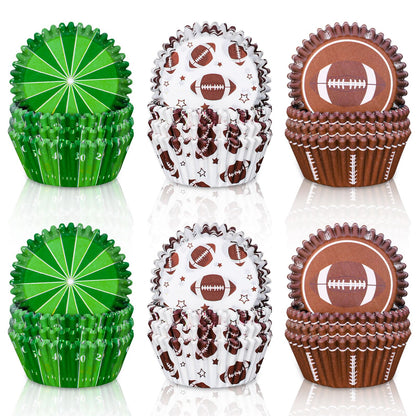Whaline 600Pcs Football Cupcake Liners Rugby Disposable Baking Cups Sports Theme Muffin Cupcake Wrappers for Birthday Holiday Party Post-match Celebration
