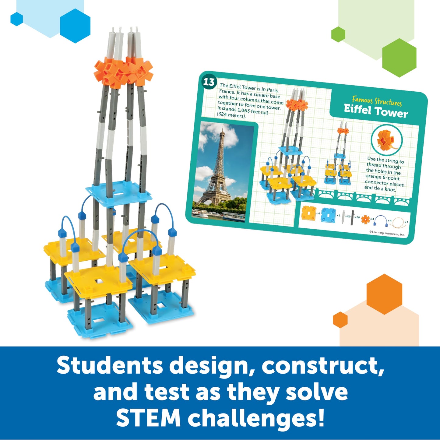 Learning Resources STEM Explorers Bridge Builders Classroom Set, 305 Pieces, STEM Projects for Students Ages 5+, Back to School and Teacher Supplies