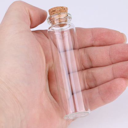 MaxMau 100 Sets of 20ml Glass Bottles with Cork Stopper,Small Clear Jars Tiny Glass Vials for Wedding Favors Seed Powder Sequin Storing Art Crafts Display Party Member Gift