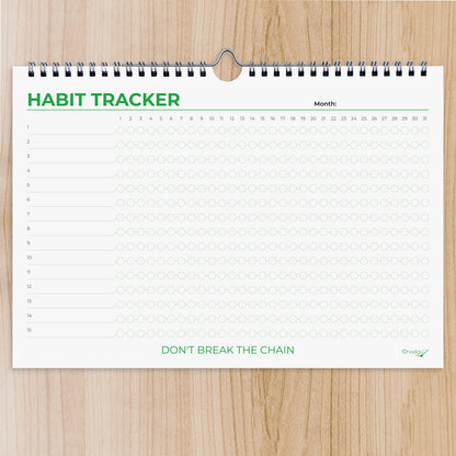 Hadigu Habit Tracker Calendar (Undated 12 Month) Colorful Motivational Design, Spiral Bound and Hanger, A4 Size (8,3"x11.7") Quality Heavy Paper, Monthly Habit Tracker Journal, Goal Tracker, Workout