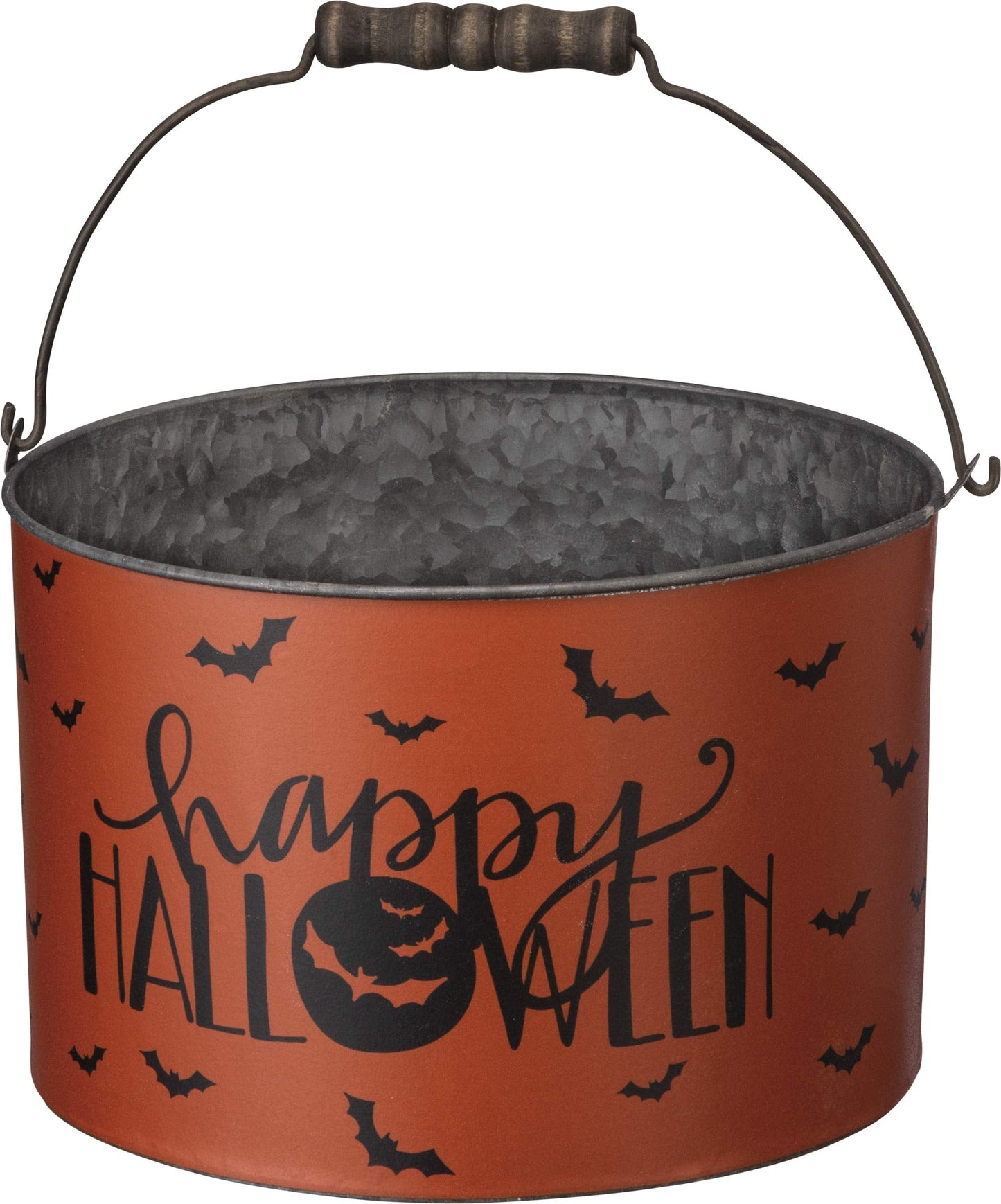 Primitives by Kathy Halloween Metal Buckets, Set of 2, Trick or Treat, Happy Halloween