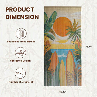 Vietbud Décor Summer Vibe Bamboo Beaded Curtains for Doorways, Decorative Room Divider, Natural Vietnamese Craft, Indoor Hanging Bamboo Blinds, Sturdy Hook, Easy to Clean, 35.43 x 78.74 Inches