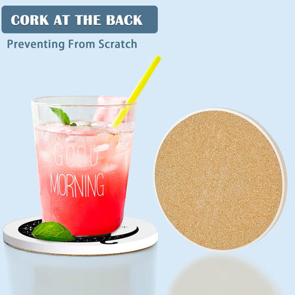 Coasters for Drinks,Set of 4 Absorbent Coasters,Black Cat on Moon Ceramic Coasters with Cork Base,Cup Coaster for Coffee Table Protection,Gifts for Housewarming Birthday - Home and Dining Room Decor