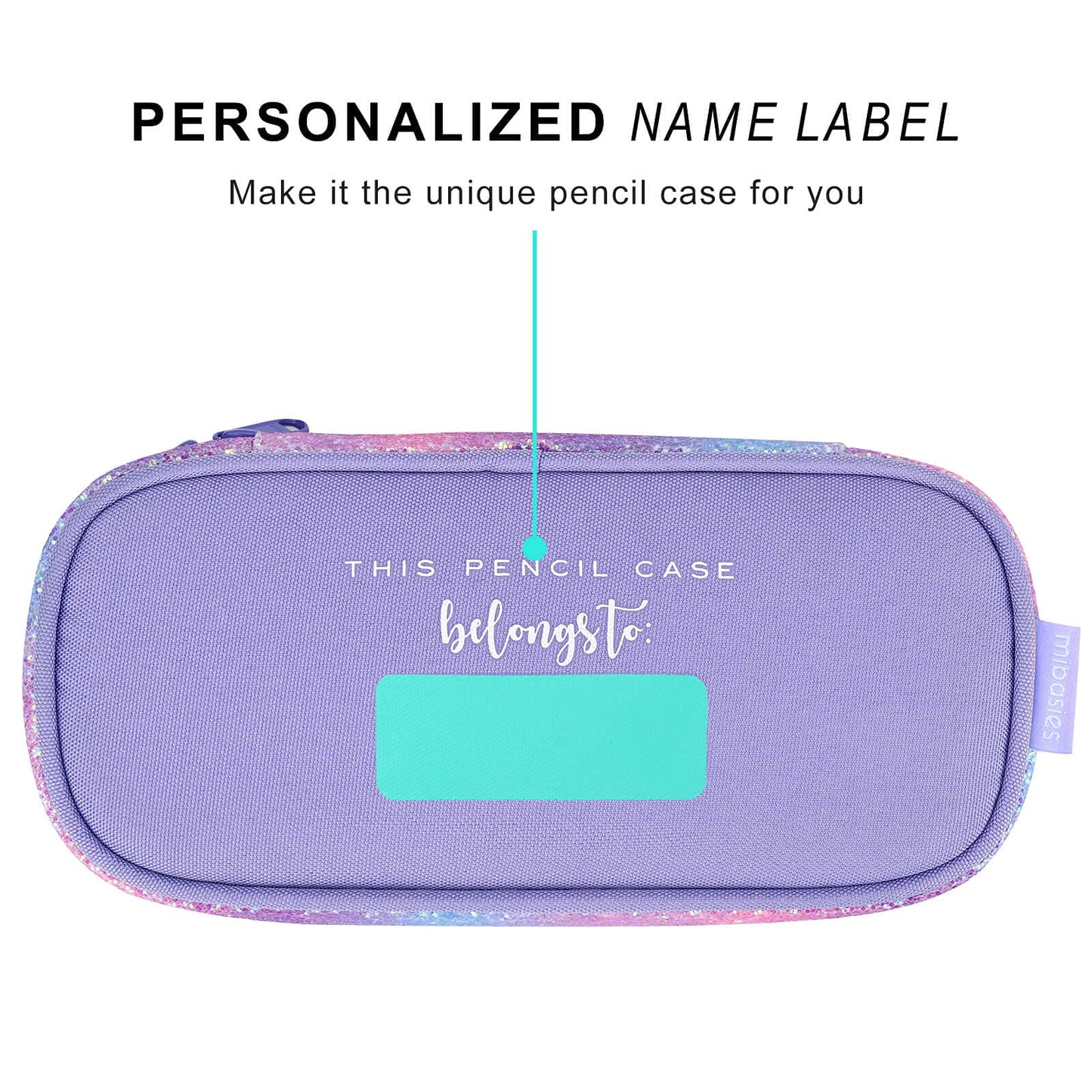 mibasies Girls Pencil Case for Kids, Multi-Slot Pencil Pouch, Pink Purple Rainbow