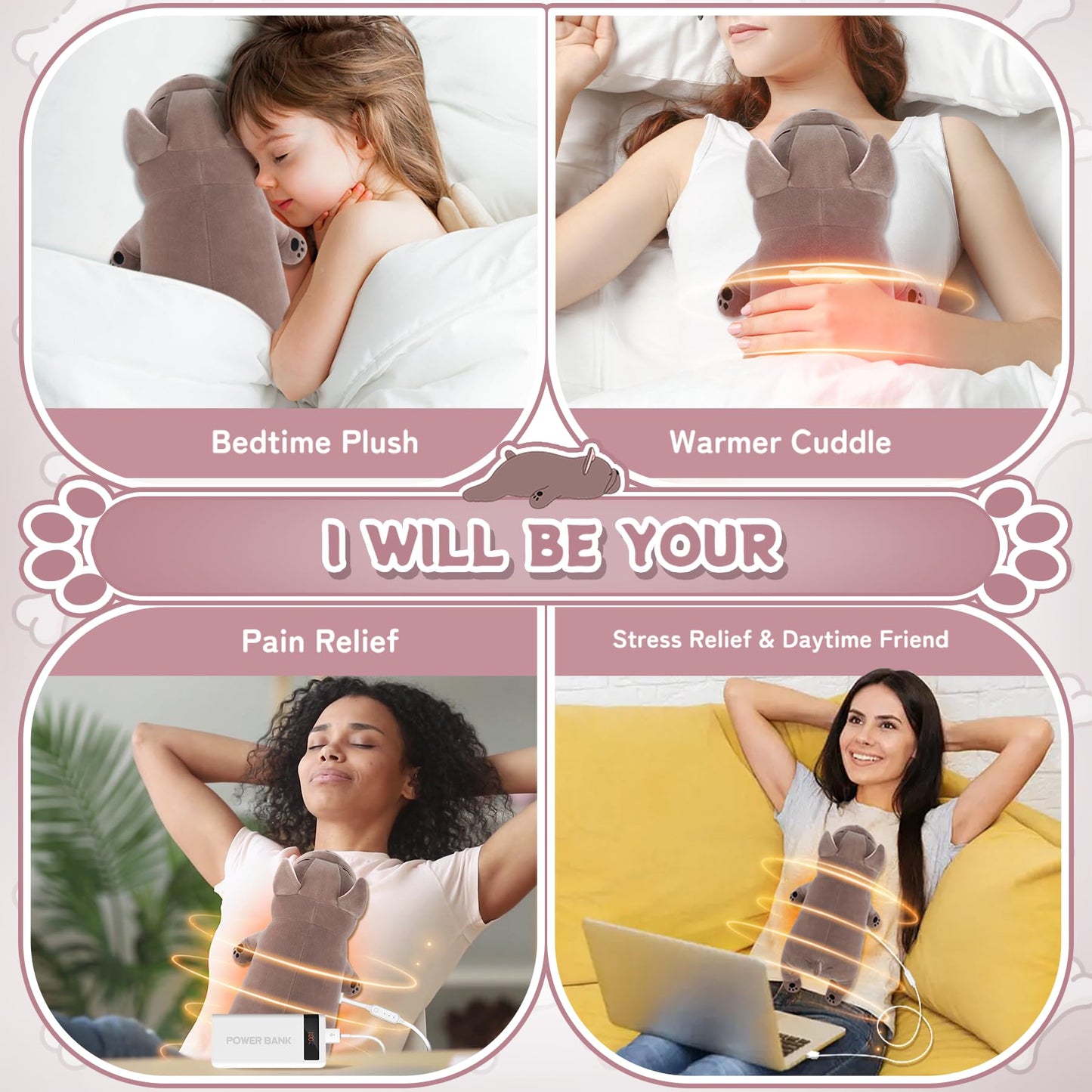 Electric Heating Pad for Period Cramps, Cuddly Soft 14" Capybara Plush with a Hot Soft Belly USB Powered, Menstrual Heating Pad Neck Shoulder Pain Relief, Gift for Women Daughter Wife