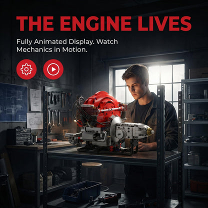 AoreSpty H4 Mini Engine, Bluetooth Motor a Escala para Armar, 868Pcs Engine Building Kits for Kids and Adults, STEM Engineering Kits for Kids Age 8-12, Realistic Tech Hobby Gift for Men