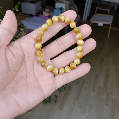 chengmu 8mm Golden Tiger Eye Stretch Bracelet for Women Natural Handmade Round Beads Semi Precious Gemstone for Crystal Elastic Beaded Bracelet 7.5"