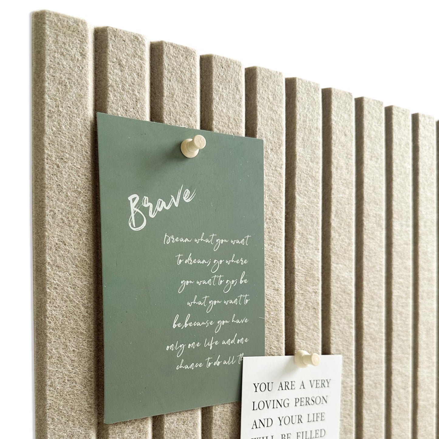 Large Cork Board for Office, 8 Pack Felt Wall Tiles with Slat Wall Paneling and Safe Removable Adhesive Tabs, Felt Bulletin Board Pin Board Cork Boards for Walls - Tan