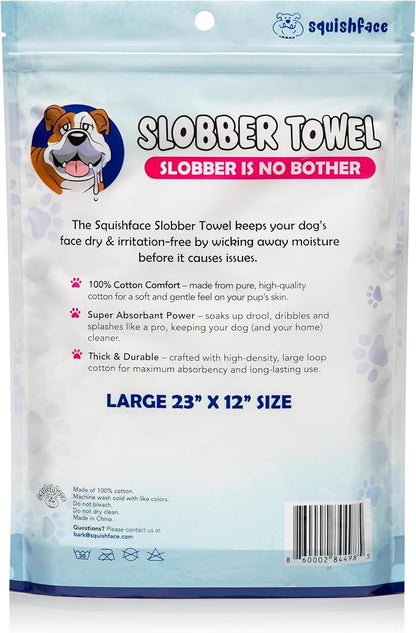 Squishface Slobber Towel – 100% Cotton Dog Drool Towel 23x12