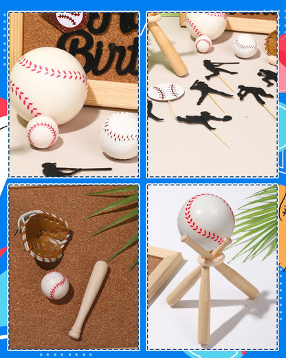 RAYNAG 16 Pcs Baseball Cake Topper Set – Happy Birthday Cake Topper with Baseball Stand, Glove & Foam Baseballs, Baseball Theme Party Supplies for Boys & Sports Lovers, Baseball Birthday Decorations