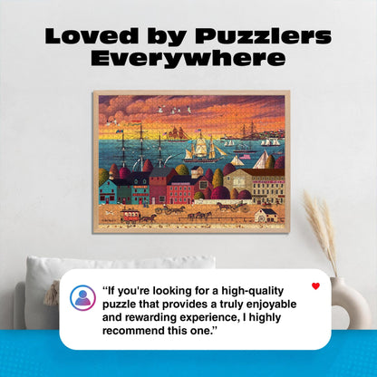 Buffalo Games Charles Wysocki - Hoopla at the Harbor - 1000 Piece Jigsaw Puzzle - Adult, 26.75 x 19.75 in - Includes Poster - Adult Jigsaw Puzzles