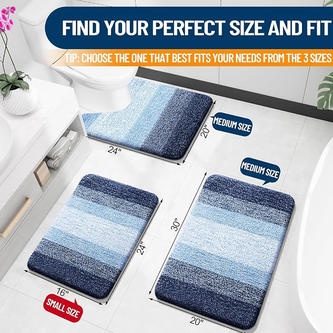 OLANLY Large Bathroom Rugs Mat 44x32, Extra Soft Absorbent Microfiber Bath Rugs, Rubber Backing, Quick Dry, Machine Washable Bath Mats for Bathroom Floor, Tub and Shower, Home Decor Accessories, Navy