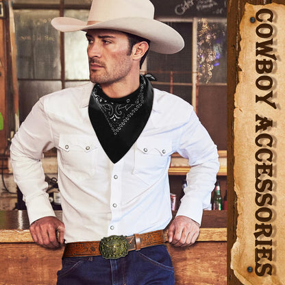 RIOSO Cowboy Outfit for Men Western Suede Leather Vest Belt Necktie Set Men's Cowboy Costume Accessories (Without Hat) Brown