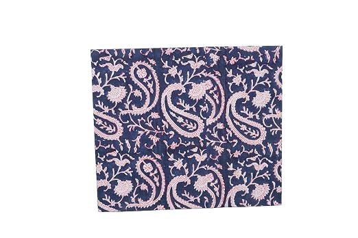 Generic 3.3 Gallon Cotton Hand Block Printed Paper Waste Basket |Small Decorative Trash Can for Housewarming Gifts in Living Room, Bedroom, Bathroom | Eco-Friendly, Plastic-Free (1, BLUE PINK MUKAT)