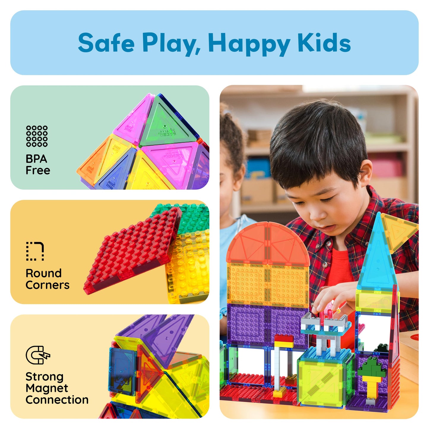 PicassoTiles 353pc Magnetic Brick and Magnet Tile Combo Set with Action Figures STEM Building Block Educational Construction Kit Preschool Classroom Toy Learning Activities for Kids Age 3 Plus PTL353