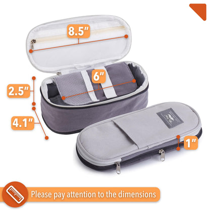 Mr. Pen- Pencil Case Large, Fabric Pencil Pouch Large, Grey, Pen Bag, School Supplies, Pencil Pouch Cute (Pack of 2)