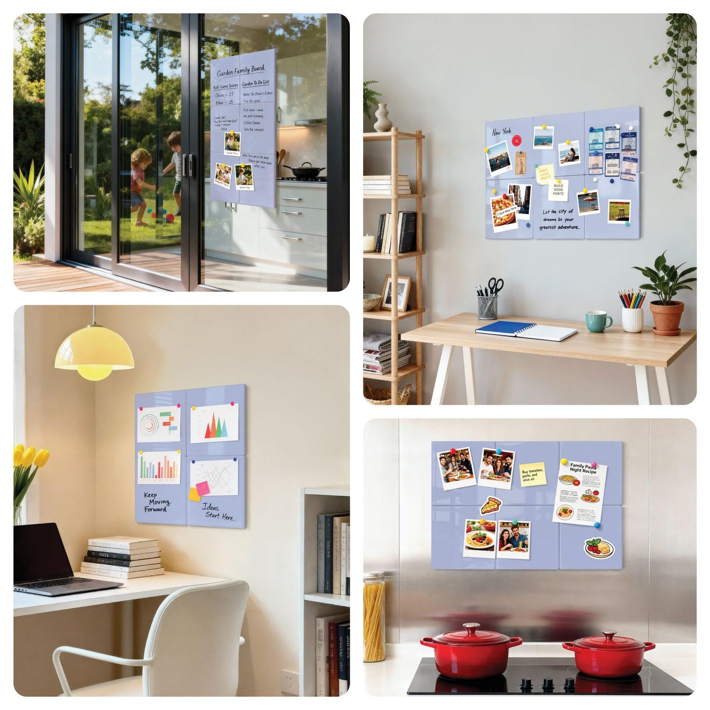 Comix Magnetic Board, 6 Pack Magnetic Whiteboard for wall, 11.8 x 11.8 Inches Dry Erase Board for Kids, Students, White Board Dry Erase Set for Fridge, Office and Home, Purple