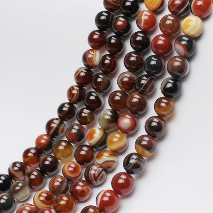 MJDCB Red Coffee Agate Beads Natural Agate Stone Round Loose Beads Ball Handmade Jewelry Bracelet Making DIY (8mm)