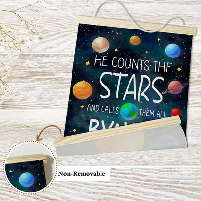 Nopoben Outer Space Poster Hanger Frame, Solar System Canvas Wall Art, Planets Wall Decoration for Kids, Nursery Classroom Kids Room Playroom Preschool Decor(12x16 Inches)-03