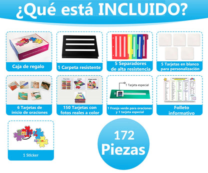 Visual Communication Book,162 ASD Photo Picture Cards: Autism Language Vocabulary, Speech Articulation Therapy, ADHD & Aprexia Learning (Spanish Laminate Real Photo Book, Small)