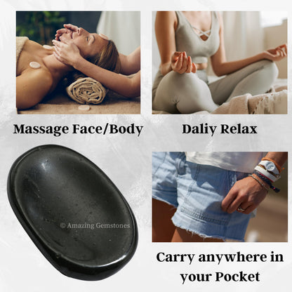 Amazing Gemstone Black Tourmaline Worry Stone, Healing Crystals - Piedra Crystal Fidget for Gift, Meditation, Calming, Relaxation, Stress Relief